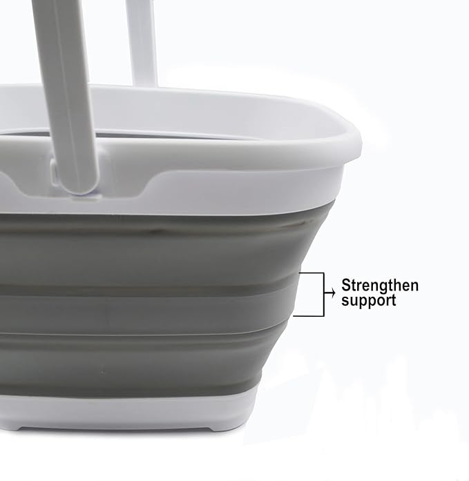 SAMMART 10L (2.6 Gallon) Collapsible Rectangular Handy Bucket (White/Grey, 1)-NeatNest