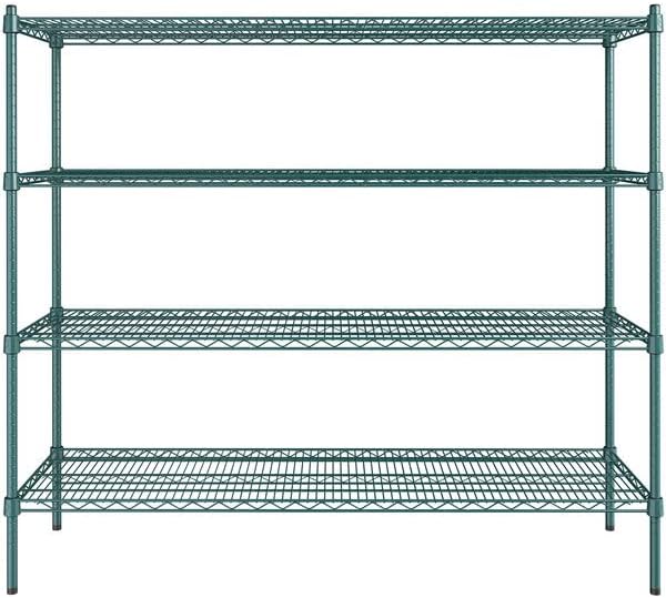 18" x 60" NSF Green Epoxy 4-Shelf Kit with 54" Posts, Heavy Duty Storage Shelving, Wire Shelving Kit, NSF Commercial Storage Rack Unit