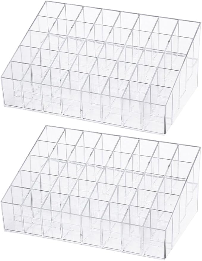 EXCEART Makeup Organizer Stand 2Pcs 40 Grids Lipsticks Holder Clear Acrylic Lipgloss Lipstick Organizer and Storage Display Case for Lip Gloss, Lipstick Tubes Makeup Organizer Shelf-NeatNest
