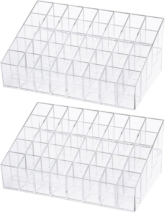 EXCEART Makeup Organizer Stand 2Pcs 40 Grids Lipsticks Holder Clear Acrylic Lipgloss Lipstick Organizer and Storage Display Case for Lip Gloss, Lipstick Tubes Makeup Organizer Shelf-NeatNest