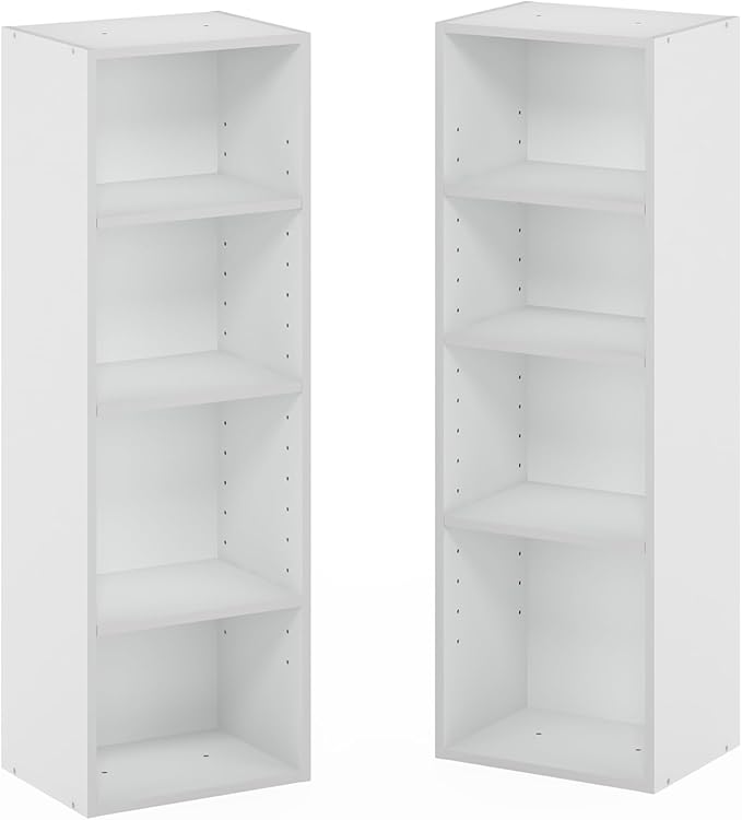 Furinno Pasir 8-Tier Open Shelf Bookcase, White-NeatNest