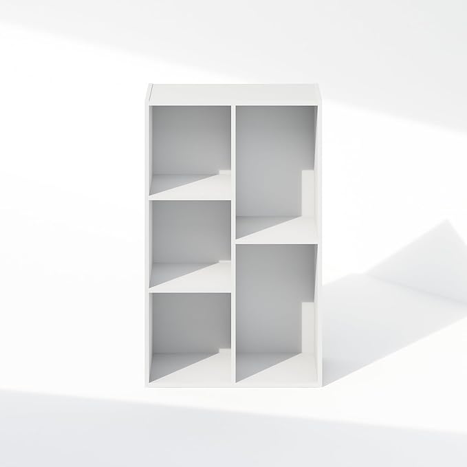 Furinno Reed 5-Cube Open Shelf Clothing & Closet Storage Organization, White-NeatNest