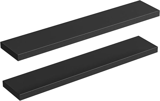 HOOBRO Floating Shelves for Wall, Wall Mounted Shelf Set of 2, 47.2" Hanging Shelf with Invisible Brackets, for Wall in Bathroom, Bedroom, Toilet, Kitchen, Living Room, Office, Black BK120BJP201-NeatNest
