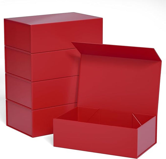 Gift Boxe 12" x 6" x 4" with Magnetic Closure Lid Gift Boxes for Presents,Bridesmaid Gifts Box,Cute Box,Birthday Gift box,Luxury for Gift Packaging, Magnetic Gift Box for Wrapping Gifts (Red/5PCS)-NeatNest