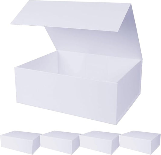 Aimyoo 5 Pack White Magnetic Gift Boxes with Lids 13.8x9x4.3 in, Large Bridesmaid Groomsman Proposal Box, Rectangle Collapsible Box for Present Graduation Birthday Wedding Storage,1 Count (Pack of 5)-NeatNest