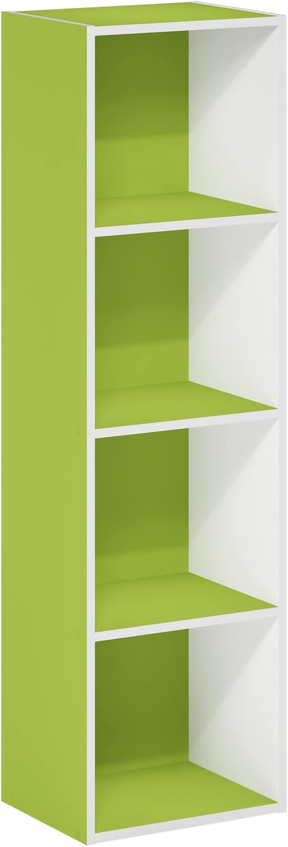 Furinno Luder Bookcase / Book / Storage, 4-Tier Cube, Green/White-NeatNest