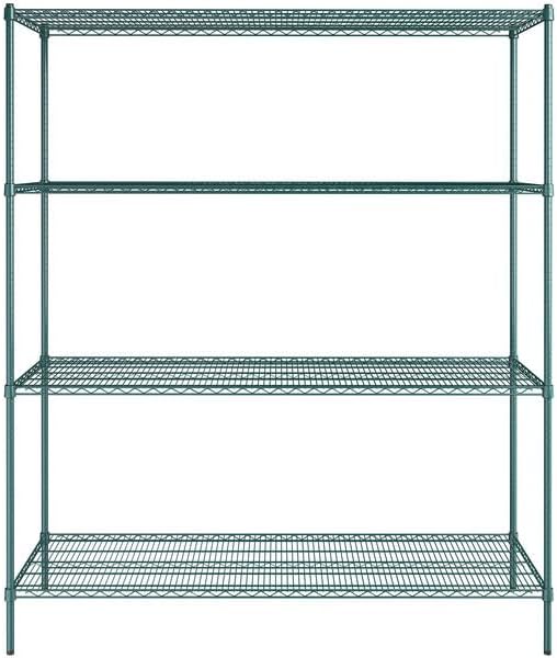 24" x 72" NSF Green Epoxy 4-Shelf Kit with 86" Posts, Heavy Duty Storage Shelving, Wire Shelving Kit, NSF Commercial Storage Rack Unit