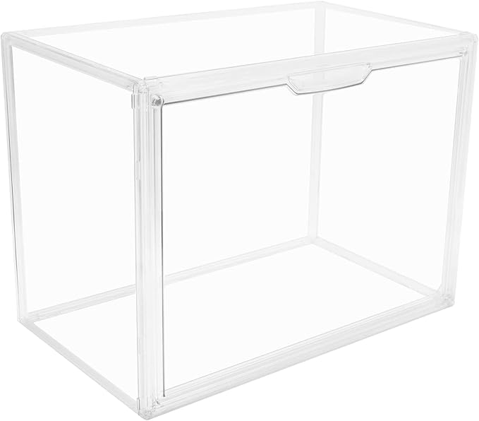 Clear Stackable Plastic Storage Bins with Magnetic Lid, Dustproof Book & Cosmetic Display Cases, Large Figures Collectibles Showcase, Shoe Box, Protection Organizer (Transparent, L-1 Pack)-NeatNest