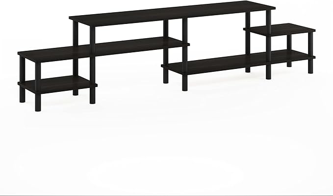 Furinno Besi No Tools Assembly Industrial Style TV Stand, Entertainment Center for 50 inch TV, Dark Oak-NeatNest