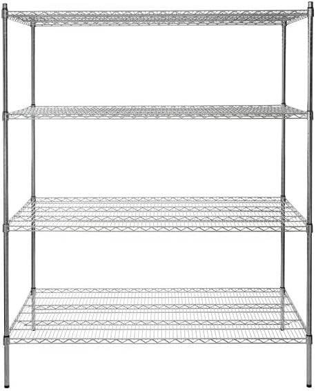 30" x 60" NSF Chrome 4-Shelf Kit with 74" Posts, Heavy Duty Storage Shelving, Wire Shelving Kit, NSF Commercial Storage Rack Unit