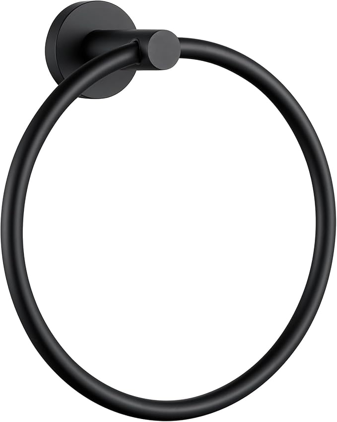 Towel Ring Matte Black, Angle Simple Stainless Steel Bathroom Hand Towel Rack, Wall Mounted Face Towel Holder