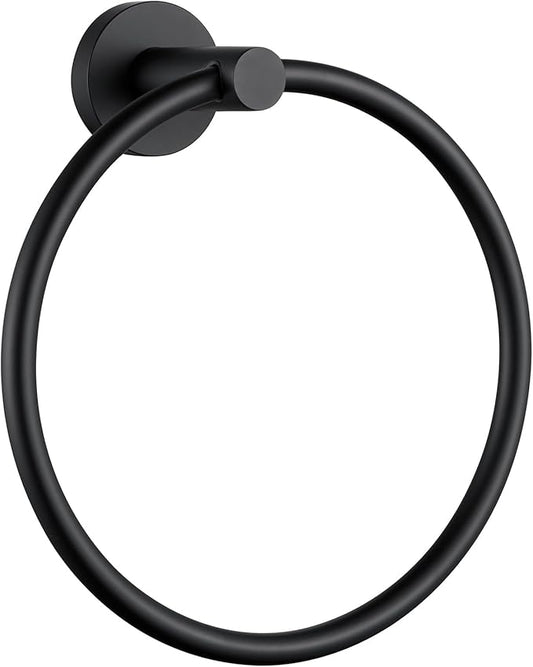 Towel Ring Matte Black, Angle Simple Stainless Steel Bathroom Hand Towel Rack, Wall Mounted Face Towel Holder