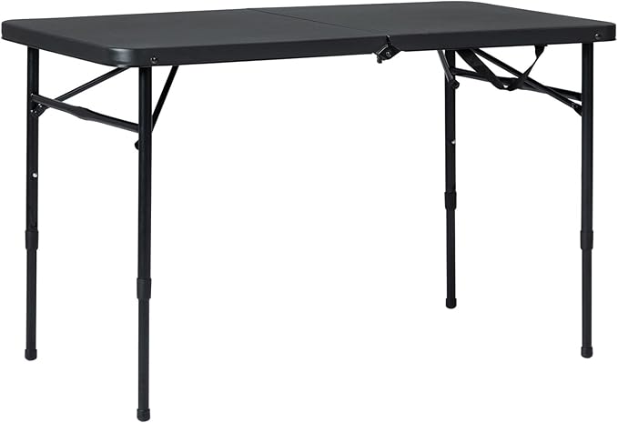 40 L x 20 W Plastic Adjustable Height Fold-in-Half Folding Table, Rich Black Onecolor-NeatNest