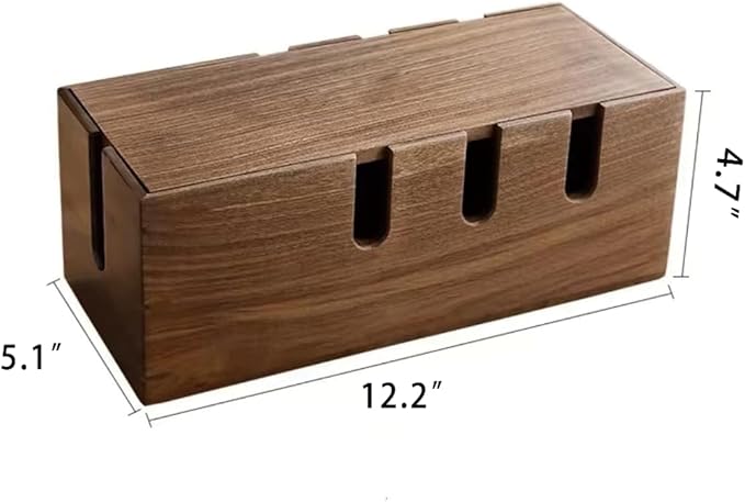 Cable Management Box-Large Cable Box and Cord Organizer Box for Power Line-Wooden Cable Box Organizer and Cord Hider Box-Wire Management Box and Hide Cords Desk