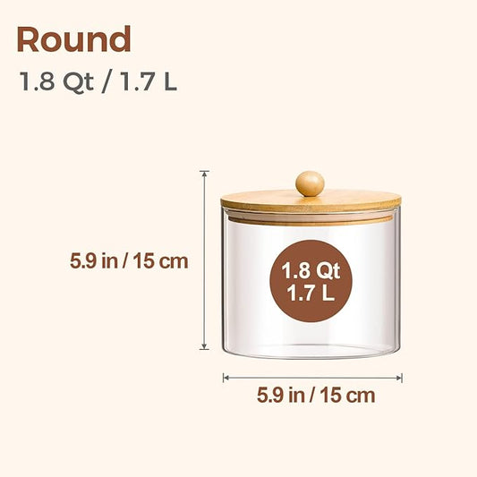 ComSaf Half Gallon Cookie Jar, Large Glass Jar with Lid Set of 2, 1.8 Qt Glass Food Storage Containers, Flour Sugar Storage Containers for Candy Cereal Nuts Beans, Canisters Sets for The Kitchen-NeatNest