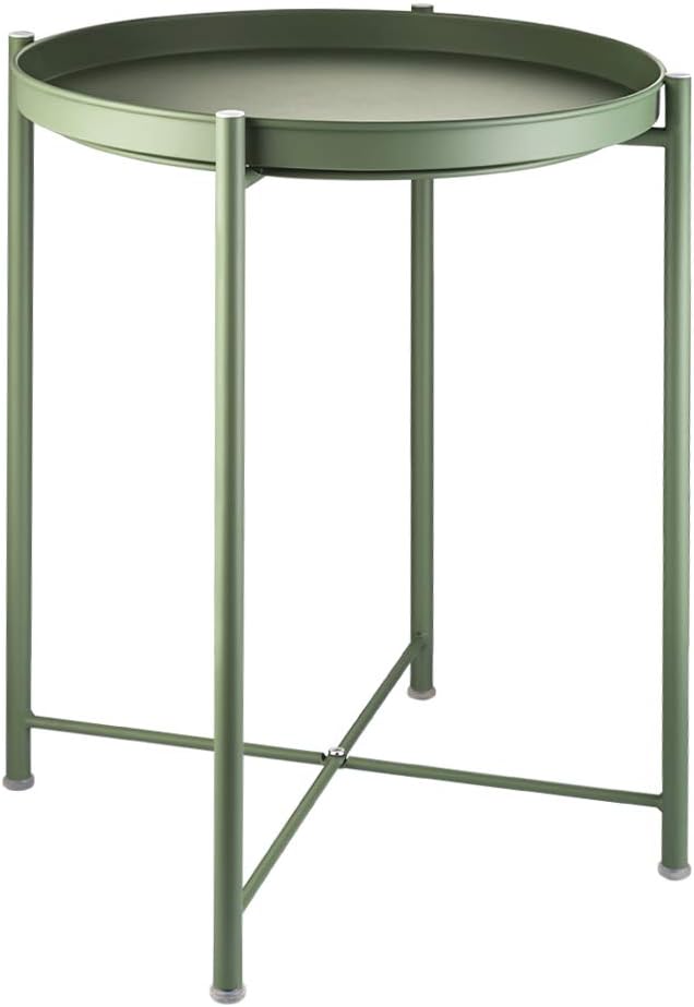EKNITEY Small Side End Table - Metal Side Table Waterproof Small Sofa Coffee Side Tables Bedroom Indoor Outdoor with Removable Tray for Living Room Bedroom Balcony and Office-NeatNest