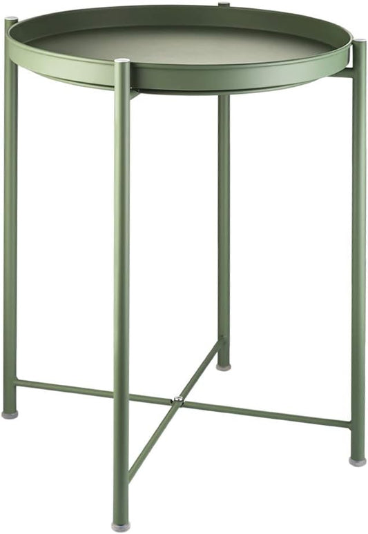 EKNITEY Small Side End Table - Metal Side Table Waterproof Small Sofa Coffee Side Tables Bedroom Indoor Outdoor with Removable Tray for Living Room Bedroom Balcony and Office-NeatNest