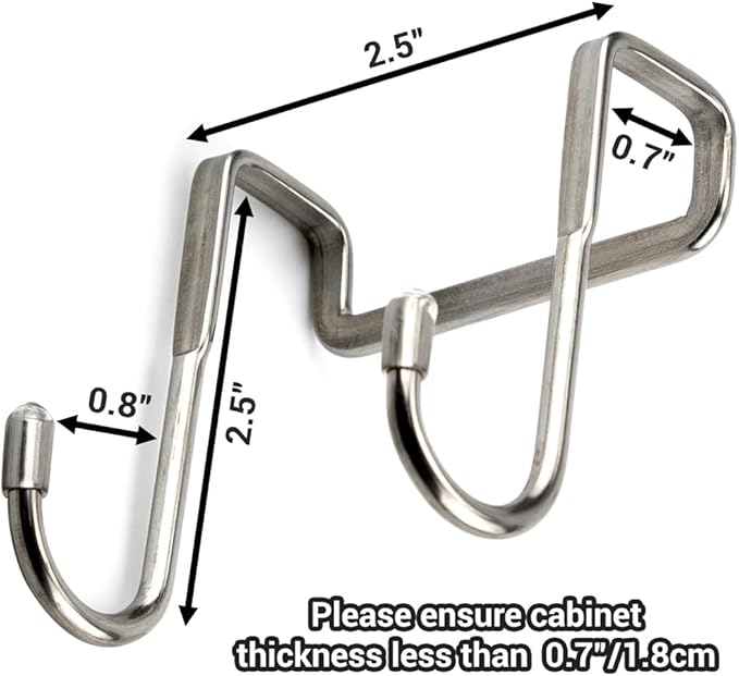 8 Pcs Double S Shaped Over Cabinet Hook Metal Over Door Hooks for Kitchen Bathroom Closet - Hanging Utensils Towels Clothes Drawer Hanger