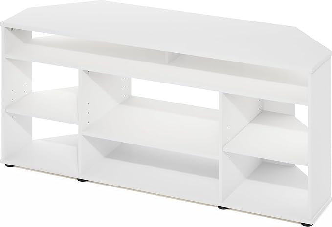 Furinno Besi No Tools Assembly Industrial Style TV Stand, Entertainment Center for 50 inch TV, White-NeatNest