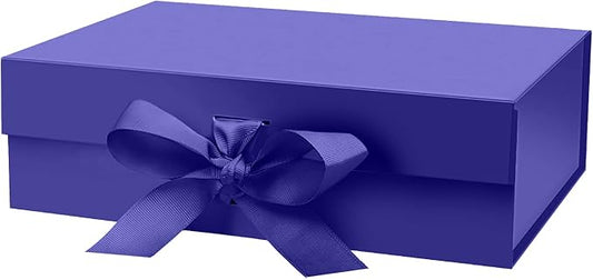 10.5"X7.5"X3.1" Blue Magnetic Gift Box with Lid and Ribbon for Presents-NeatNest