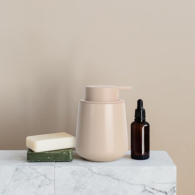 BosilunLife Hand Soap Dispenser - Ceramic Dish Soap Dispenser for Bathroom 12ounce Refillable Liquid Hand Wash Dispenser for Essential Oil, Lotion Soap, Khaki-NeatNest
