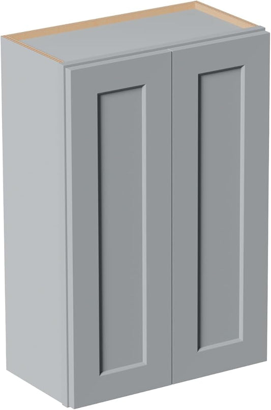 24 Inch Medicine Cabinet Wall Mounted, Solid Wood Over The Toilet Storage Cabinet, Bathroom Organizer Cabinets with 2 Door & Shelves, Easy to Assemble for Laundry Room, Kitchen, Garage - Dark Gray