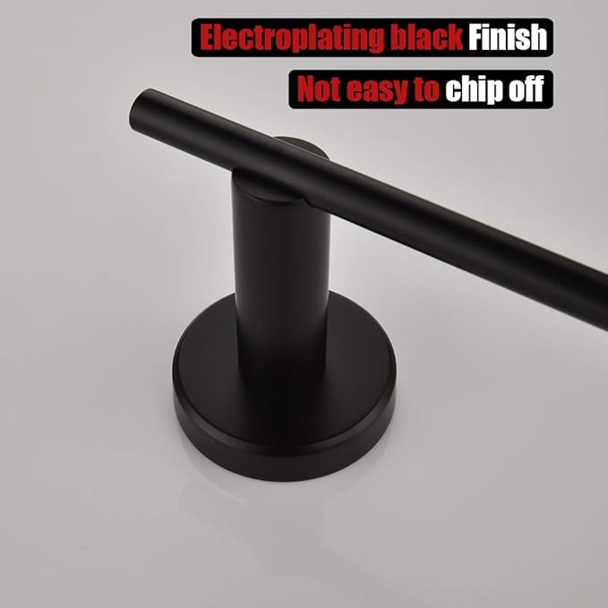 JQK Black Hand Towel Bar, Stainless Steel Towel Ring for Bathroom, 9 Inch Necklace Holder Matte Black Wall Mount Left Hand, TR101-PB