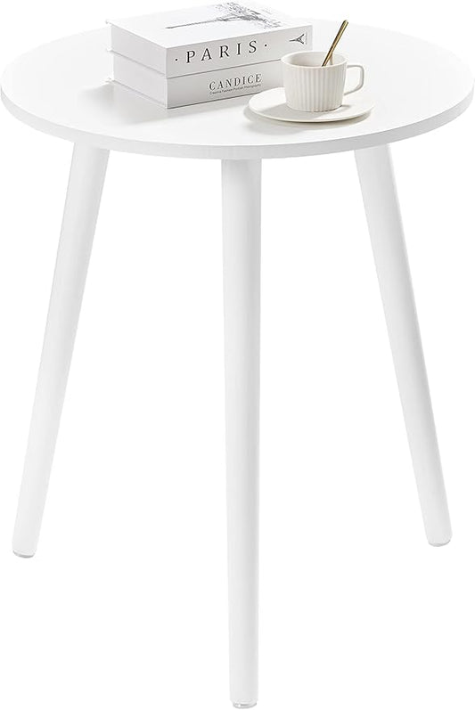 Apicizon Small Round Side Tables End Table Bedroom, White Nightstand Bedside Table for Living Room, Coffee Table with White Wood Legs, 16.5 x 20.5 Inches-NeatNest