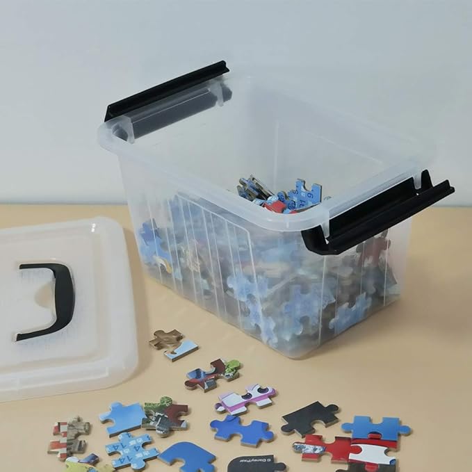 Bringer 3 Quart 6-Pack Clear Plastic Storage Boxes, Latch Box with Black Handle-NeatNest