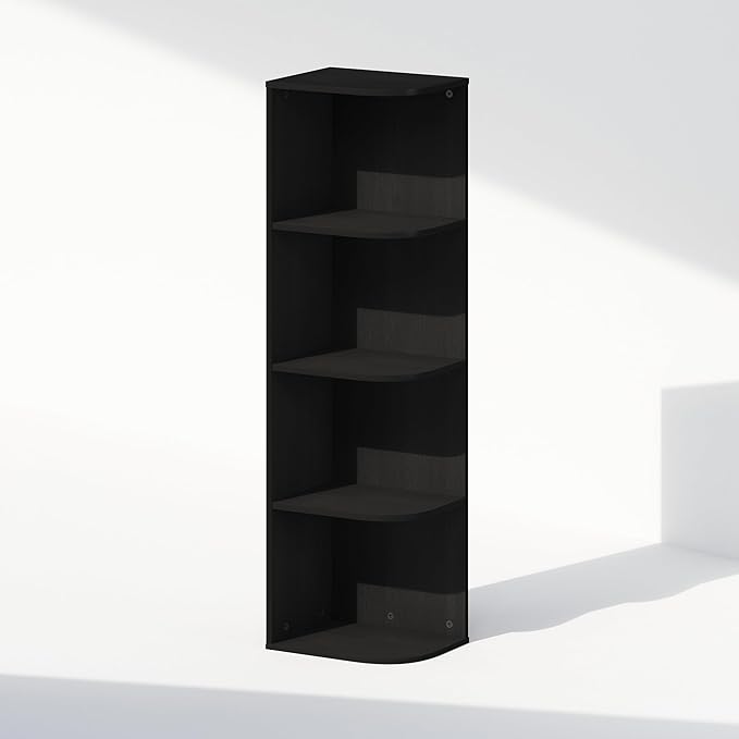 Furinno Reed 4-Tier Space Saving Corner Storage Display Shelf, Blackwood-NeatNest