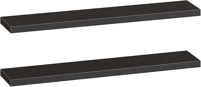 HOOBRO Floating Shelves for Wall, Wall Mounted Shelf Set of 2, 55" Hanging Shelf with Invisible Brackets, for Wall in Bathroom, Bedroom, Toilet, Kitchen, Living Room, Office, Black BK140BJP201-NeatNest