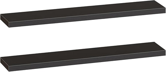 HOOBRO Floating Shelves for Wall, Wall Mounted Shelf Set of 2, 55" Hanging Shelf with Invisible Brackets, for Wall in Bathroom, Bedroom, Toilet, Kitchen, Living Room, Office, Black BK140BJP201-NeatNest