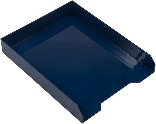JAM PAPER Stackable Paper Trays - Navy Blue - Desktop Document, Letter, & File Organizer Tray - Sold Individually-NeatNest