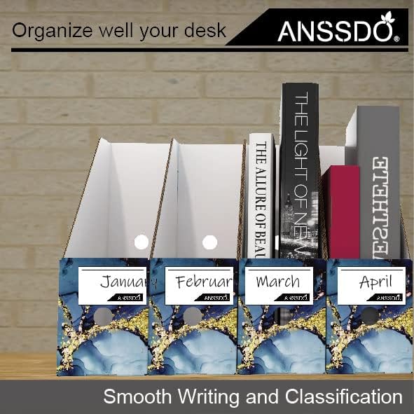 12 Pack Cardboard Magazine Holder Premium Magazine File Holder Organizer, Magazine File Organizer, Large Volume Magazine Storage Box as Book Bins or Folder Holder for Desk - Blue Gold 12 Pack