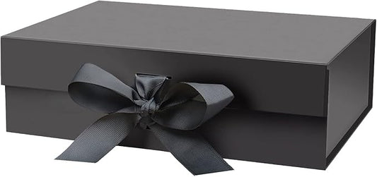 10.5"X7.5"X3.1" Black Magnetic Gift Box with Lid and Ribbon for Presents-NeatNest