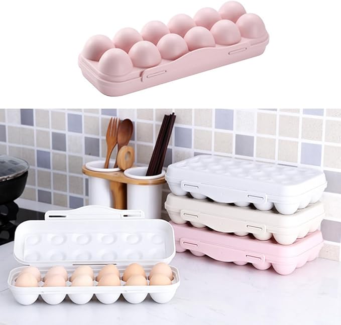 Deviled Egg Containers with Lid: 2pcs Egg Container Stackable Egg Holder Countertop Portable Egg Dispenser Plastic Storage Bins for Fridge Organization