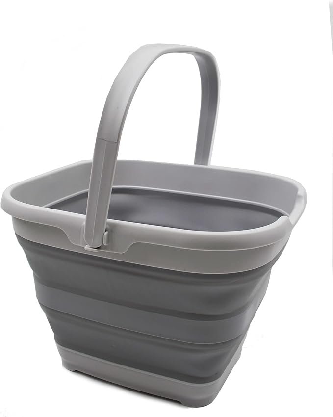 SAMMART 10L (2.6 Gallon) Collapsible Rectangular Handy Bucket (Grey, 1)-NeatNest