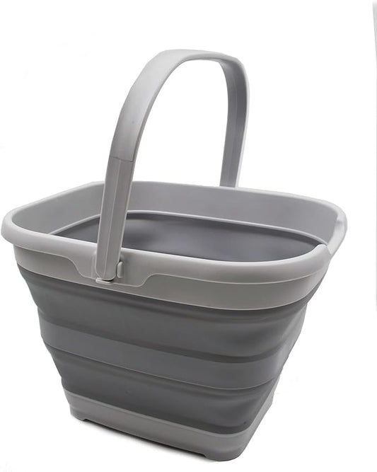 SAMMART 10L (2.6 Gallon) Collapsible Rectangular Handy Bucket (Grey, 1)-NeatNest