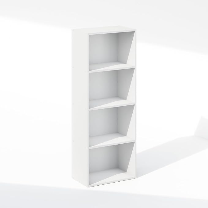 Furinno Reed 4-Tier Open Shelf Multipurpose Closet Storage, Storage Organizer, White-NeatNest