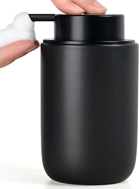 BosilunLife Black Foam Soap Dispenser - Ceramic Foaming Hand Wash Dispenser for Bathroom Modern Farmhouse Small Soap Dispenser Lotion Hand Pump Dispenser for Kitchen Sink-NeatNest