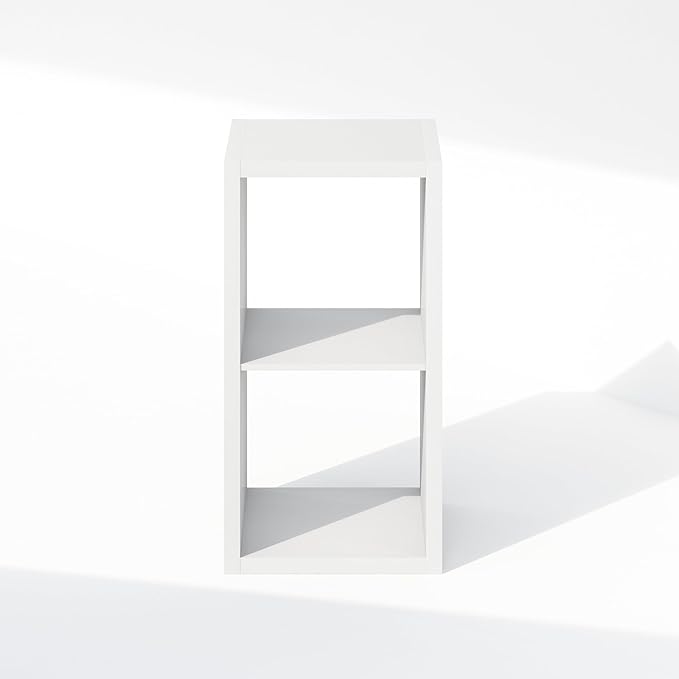 Furinno Cubic Open Back Multipurpose Clothing & Closet Storage Organizer Shelf, 2-Cube, White