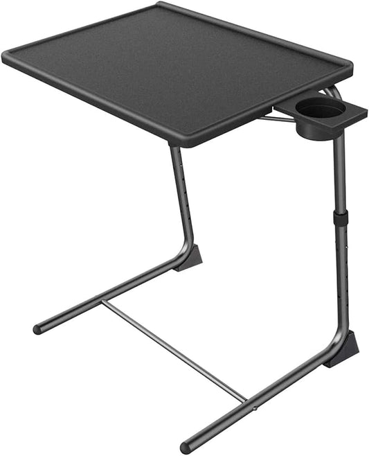 Adjustable TV Tray Table - TV Dinner Tray on Bed & Sofa, Comfortable Folding Table with 6 Height & 3 Tilt Angle Adjustments (Black)-NeatNest