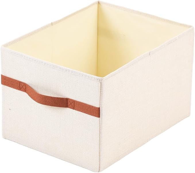 ALYER Collapsible Fabric Storage Organizer with Handles,Shelf Bins Box Container for Bedroom Office Closet Babies Nursery Toys Books Clothes (Beige, 15.8" x 12" x 10")