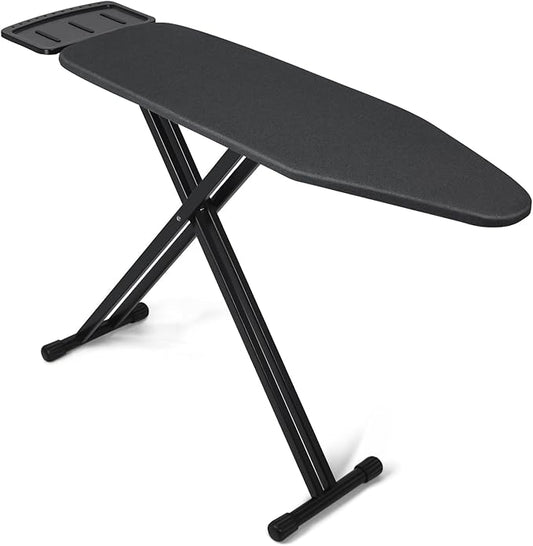 Duwee 13"x43" Ironing Board with Heat Resistant Cover and Thicken Felt Pad, Ironing Boards with Silicone Steam Iron Rest, Heavy Sturdy T-Legs,Black
