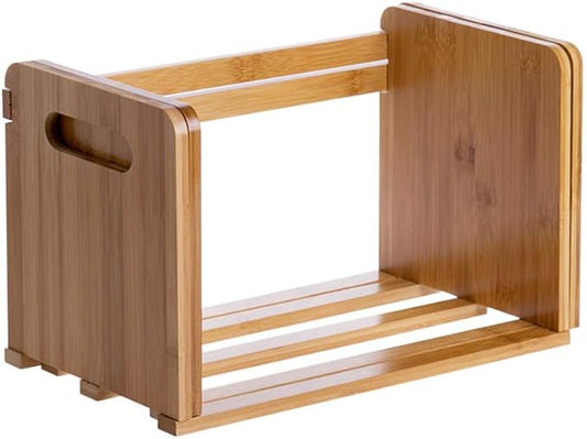 Bamboo Desktop Bookshelf Adjustable Storage Organizer Display Shelf Rack,Countertop Platforms, Book Stands Shelves-NeatNest
