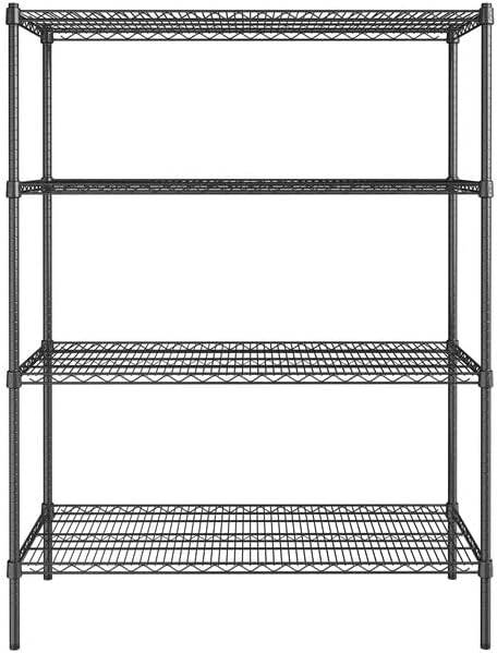 21" x 48" NSF Black Epoxy 4-Shelf Kit with 64" Posts, Heavy Duty Storage Shelving, Wire Shelving Kit, NSF Commercial Storage Rack Unit