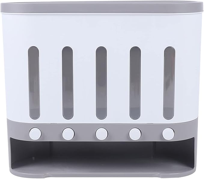 5 Grid Grain Dispenser Rice Dispenser Countertop Multi Cereal Dispenser Wall Mounted Dry Food Dispenser Rice Bucket Grains Storage Container for Rice, Beans, Grains,Dry Food-NeatNest