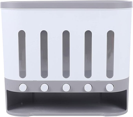5 Grid Grain Dispenser Rice Dispenser Countertop Multi Cereal Dispenser Wall Mounted Dry Food Dispenser Rice Bucket Grains Storage Container for Rice, Beans, Grains,Dry Food-NeatNest
