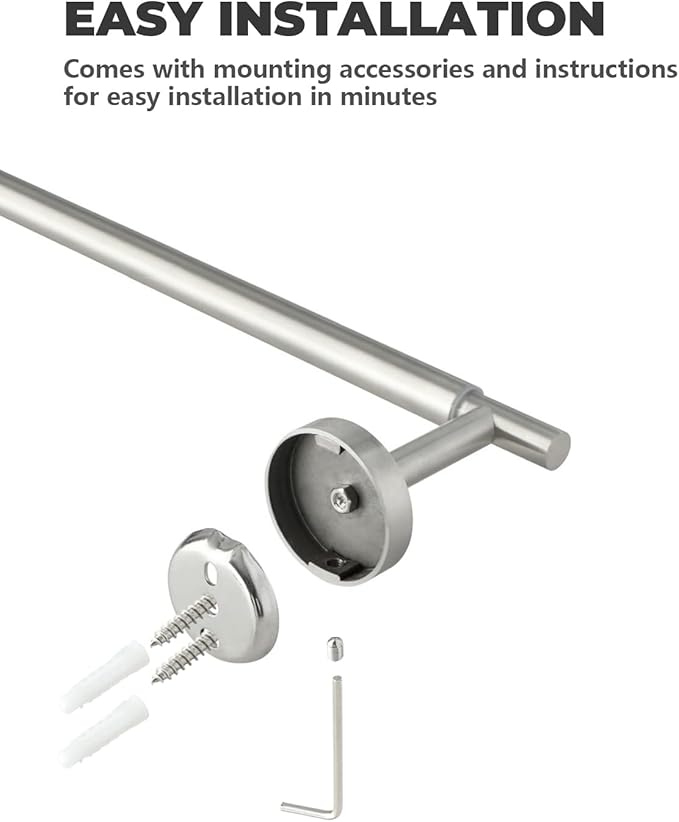 Alise Adjustable Towel Holder, Extension-Type 17'' to 30'' Towel Racks for Bathroom, SUS304 Stainless Steel Towel Rod for Bathroom Wall, DIY Hand Towel Bar, Brushed Nickel Finish