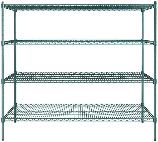 21" x 60" NSF Green Epoxy 4-Shelf Kit with 54" Posts, Heavy Duty Storage Shelving, Wire Shelving Kit, NSF Commercial Storage Rack Unit